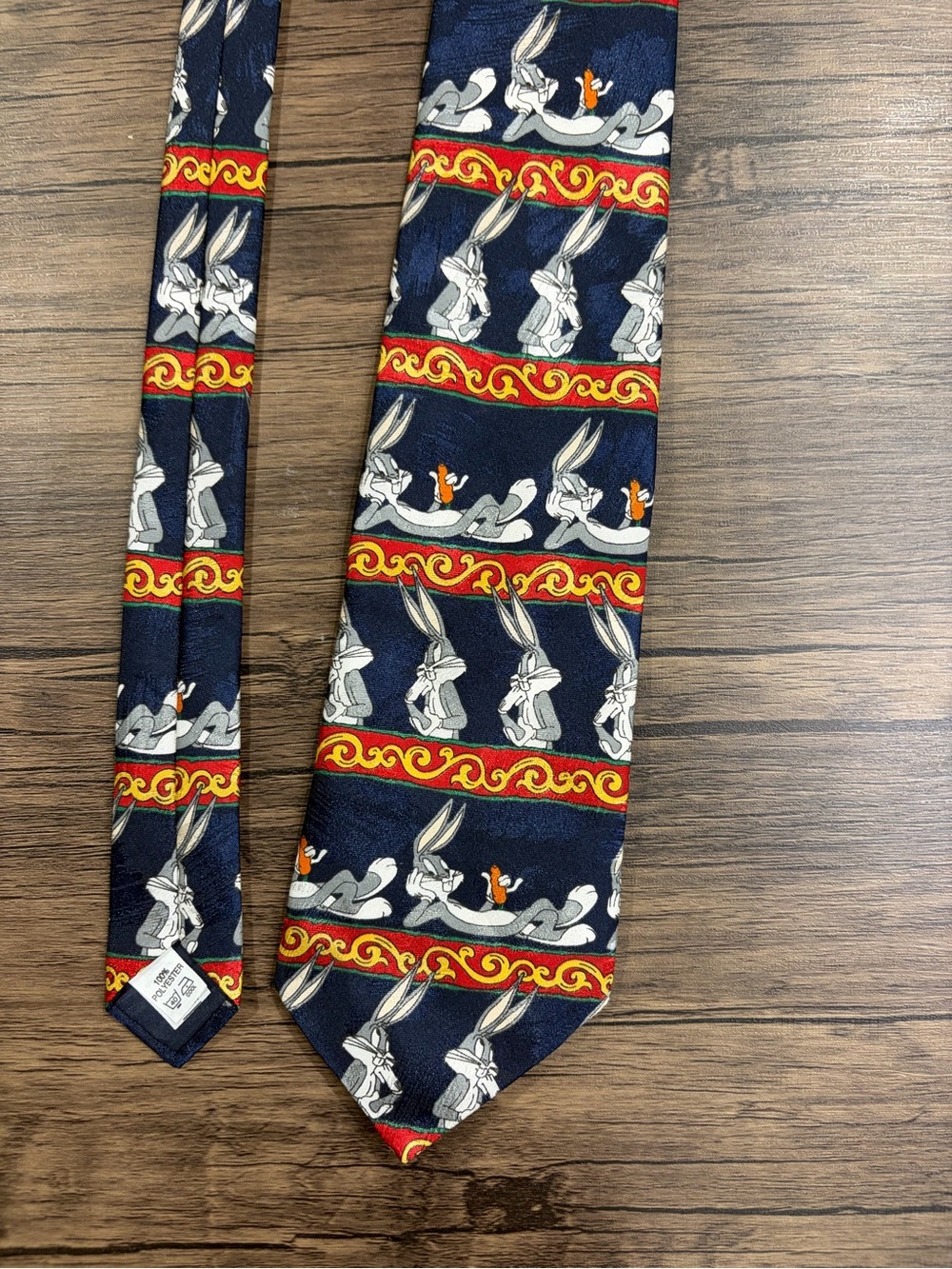 Vintage 1997 Looney Tunes Bugs Bunny Necktie Warner Bros Novelty Tie